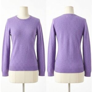 L.L. Bean Lilac Cashmere Sweater M Quiet Luxury Minimalist 100% Cashmere Classic